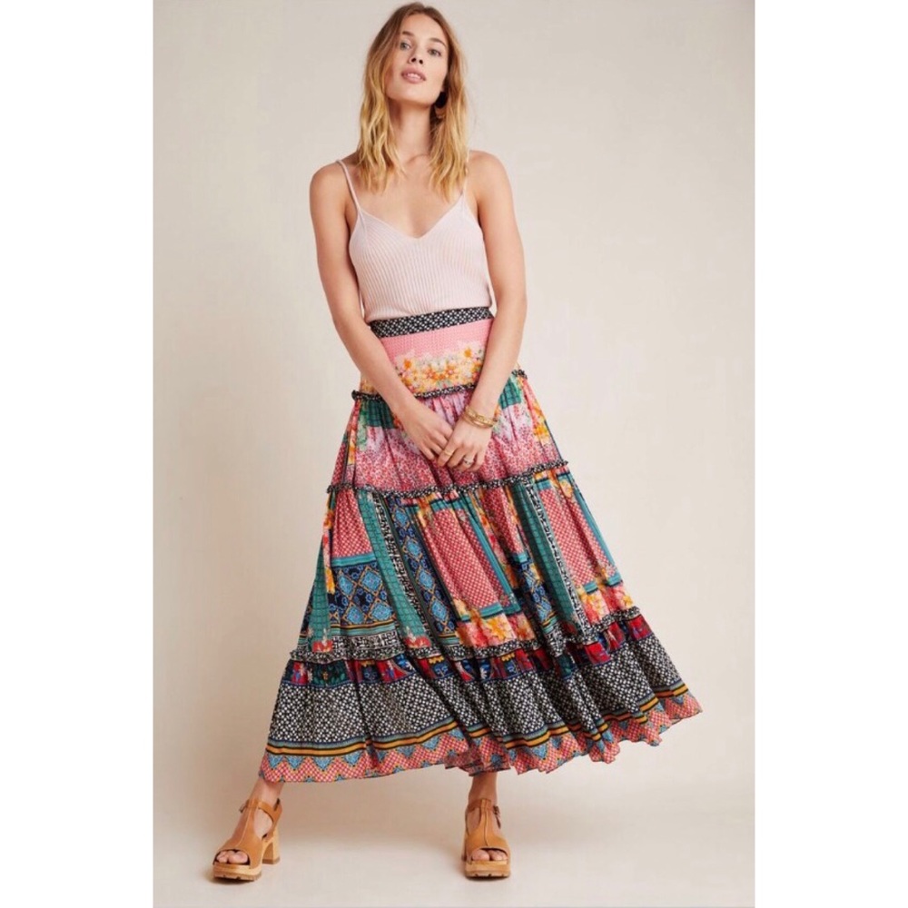 NWT ANTHROPOLOGIE BHANUNI BY JYOTI CELINA TIERED MAXI SKIRT - Picture 8 of 16